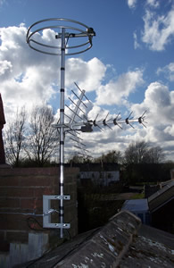 Chimney mounted digital TV and round FM aerials
